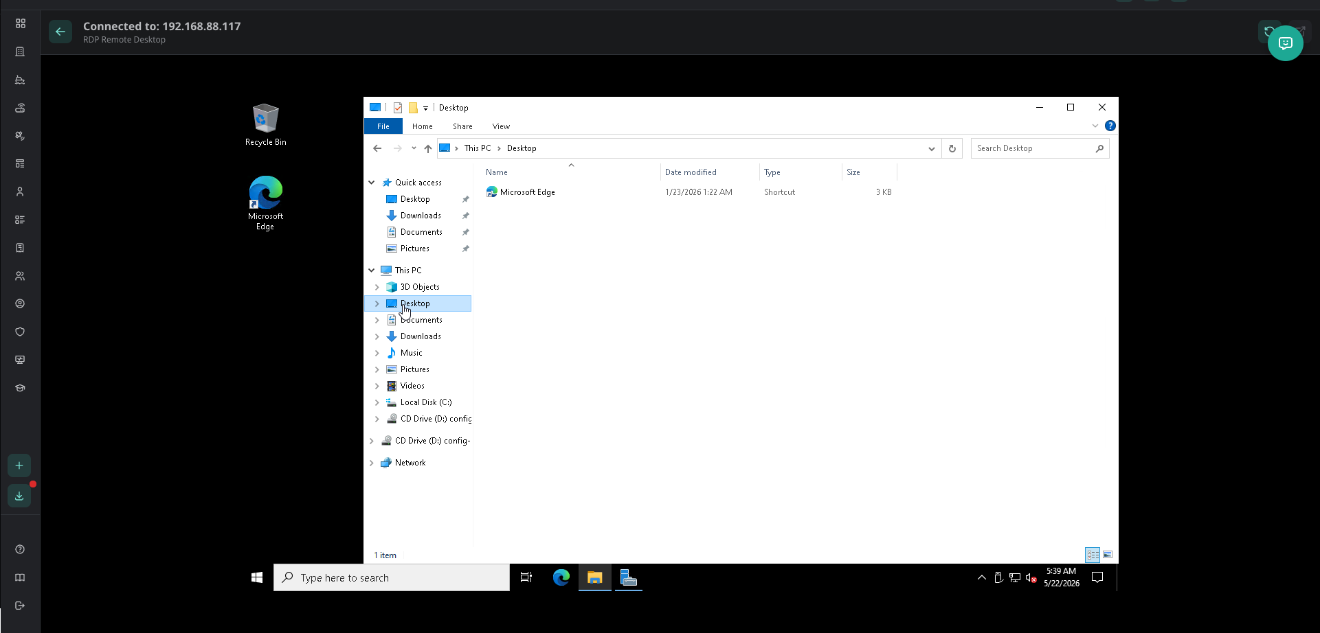 Rudra Gateway - Browser-based RDP session to onboard Windows system